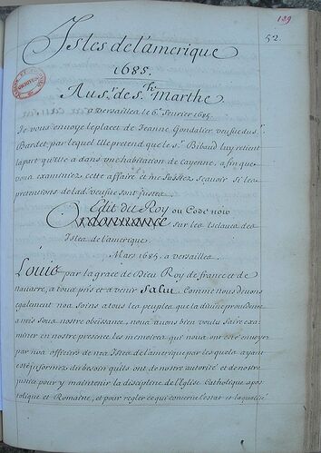 Manuscrit_Ordonnance_mars_1685_sur_esclaves_îles_de_l'Amérique_française_page_1