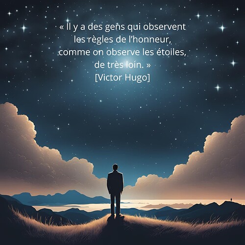 « Il y a des gens qui observent les règles de l’honneur, comme on observe les étoiles, de très loin. » Victor Hugo